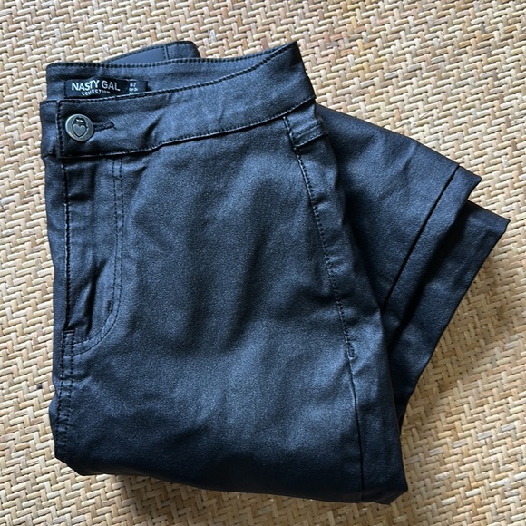 Nasty Gal 20% Recycled Coated Denim Disco Jeans - Picture 3 of 5